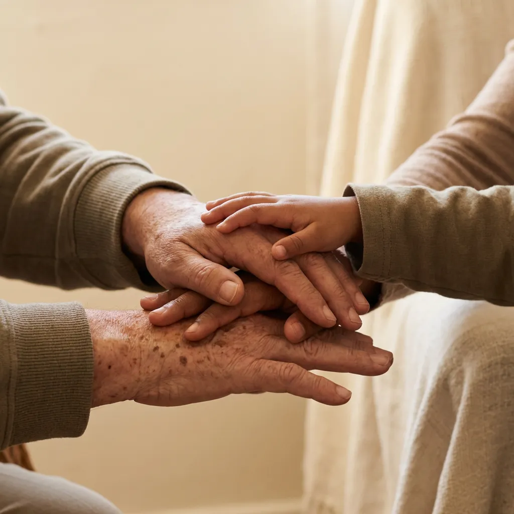 A family holding hands together